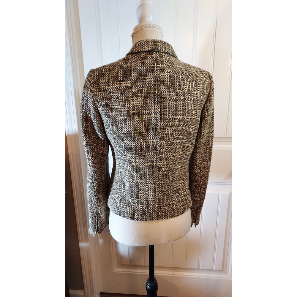 Jones New York Tweed Jkt 6P Petite Silk Wool Moto Blazer Academia Professional - Picture 6 of 8